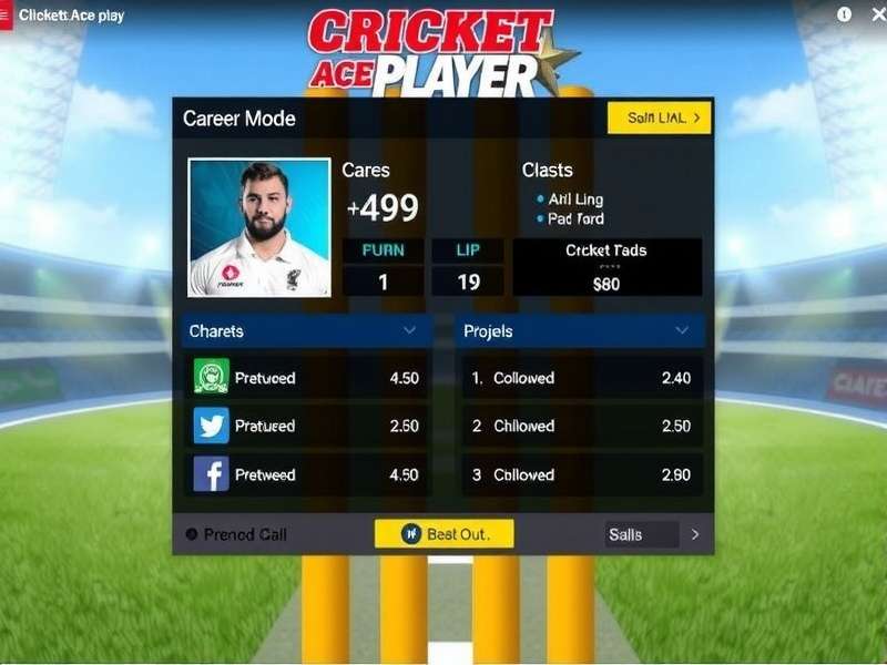 Cricket Ace Player career mode interface